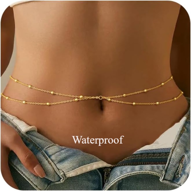 Body Jewelry Gold - Waist Chain for Women Waterproof, 14K