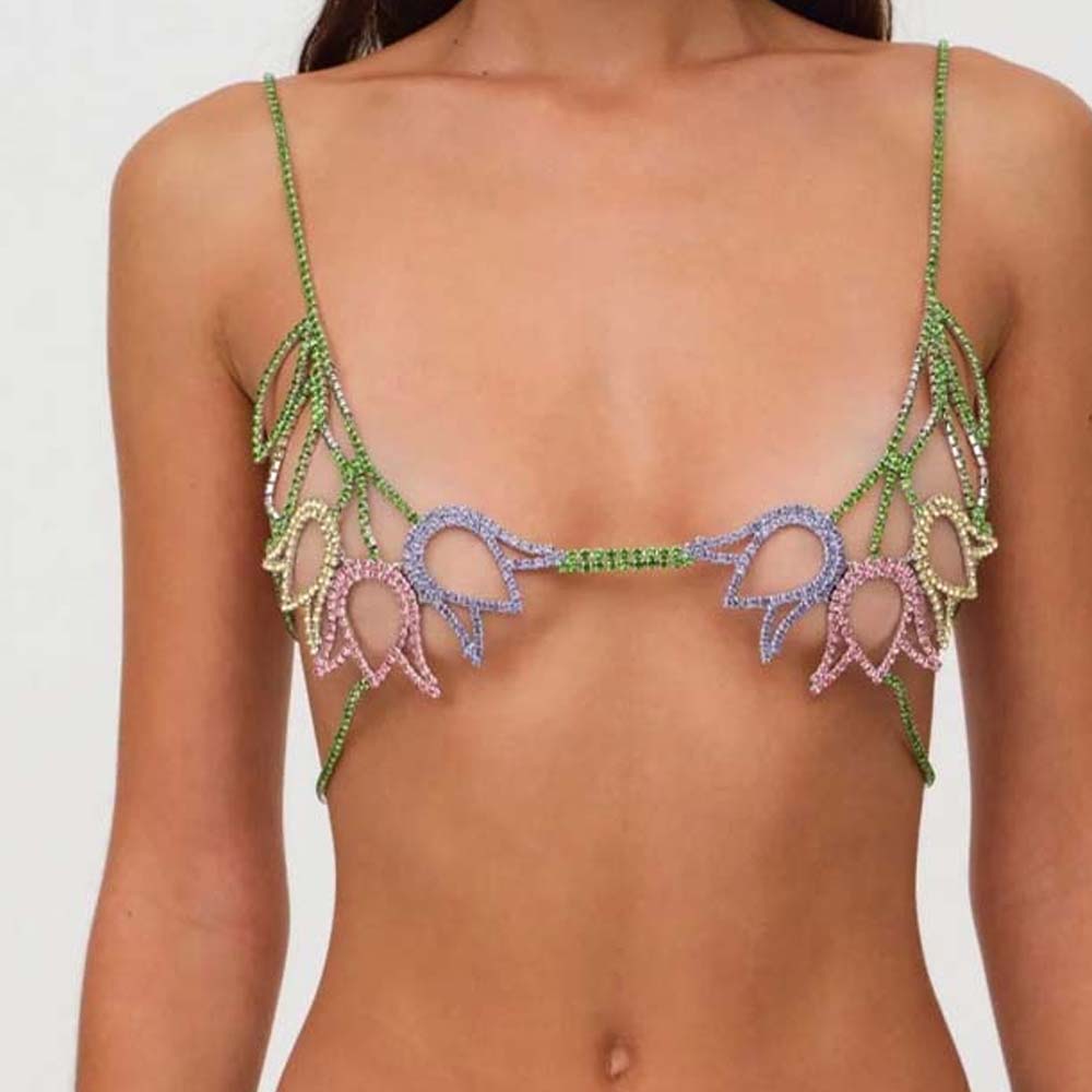 Body Jewellery - Stonefans Colorful Floral Chest Chain Bohemian