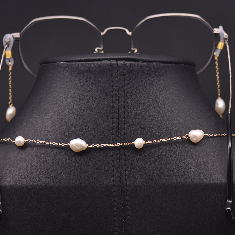 Body Jewellery - GLSEEVO Natural Baroque Pearl Glasses Chain