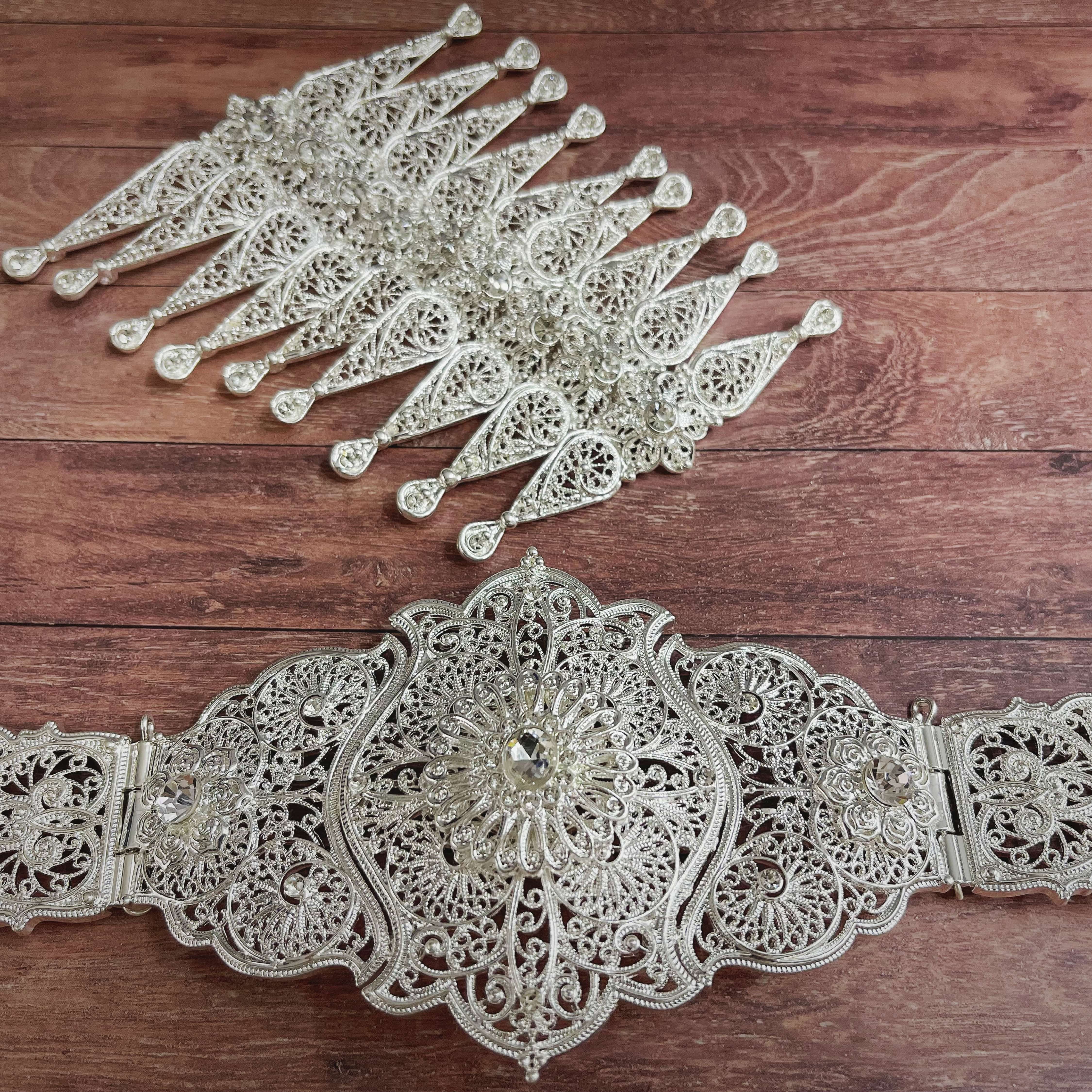 Body Jewelry Harness - Women's Russian Wedding Silver Metal Corset