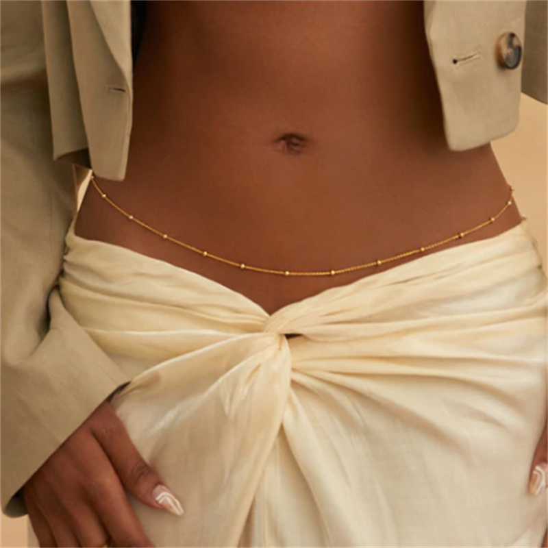 Girls Simple Beaded Belly Chai - Body Jewelry Gold บทวิจารณ์และราคา