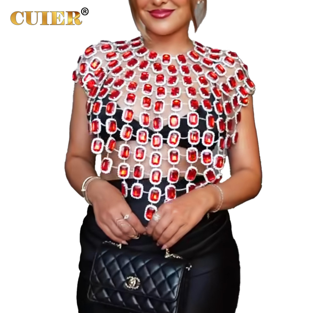 CUIER Sexy red Rectangular geo - Body Jewelry Top บทวิจารณ์และราคา