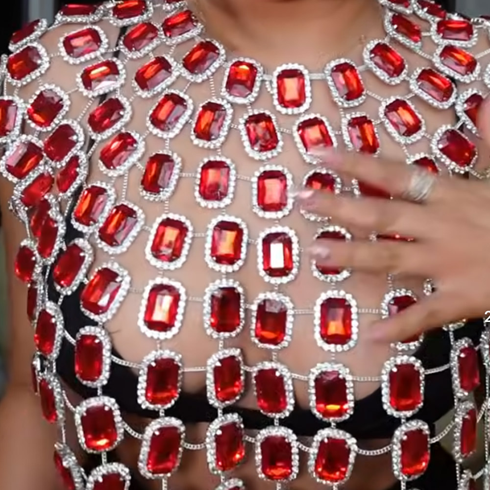 CUIER Sexy red Rectangular geo - Body Jewelry Top บทวิจารณ์และราคา