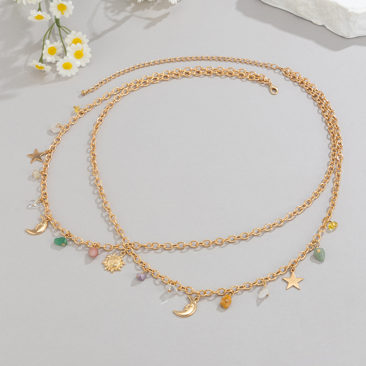 Boho Star Moon Sun Pendant Wai - Body Jewelry Gold บทวิจารณ์และราคา