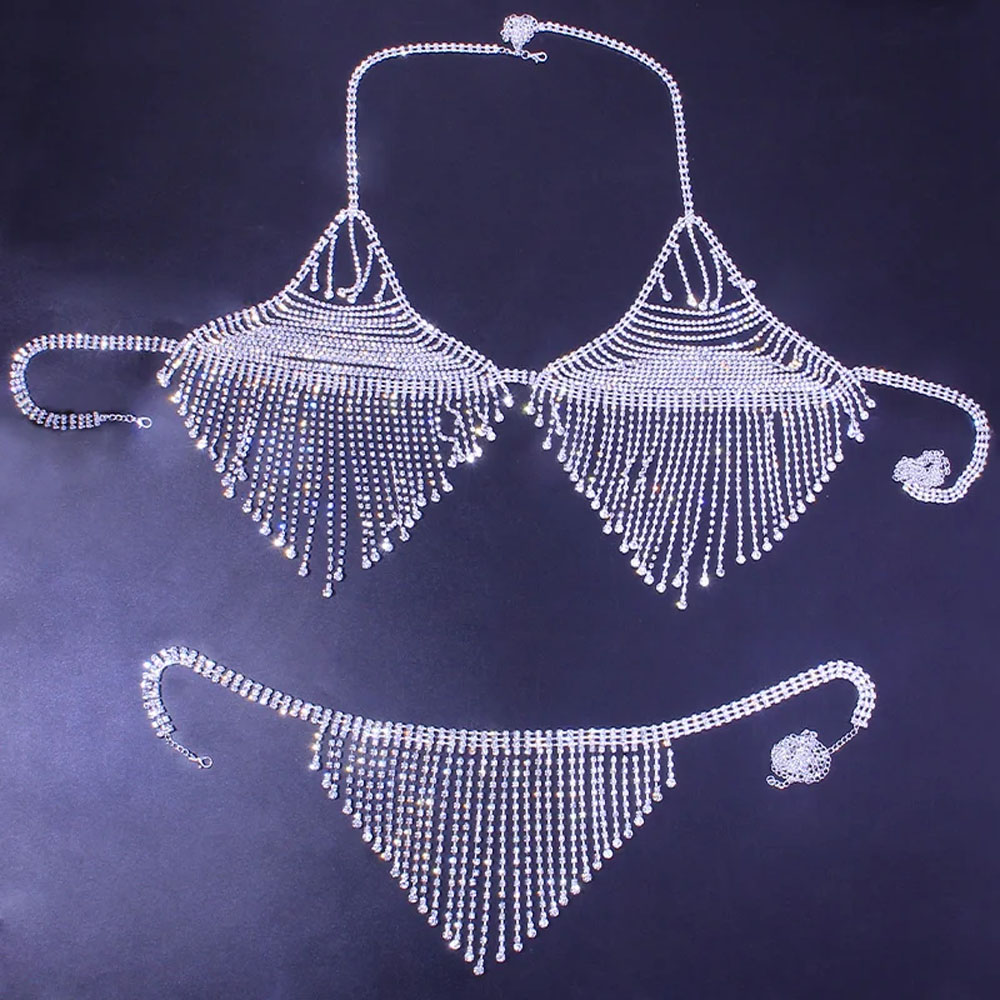 Bling Rhinestone Tassel Body C - Body Jewelry Harness บทวิจารณ์และราคา