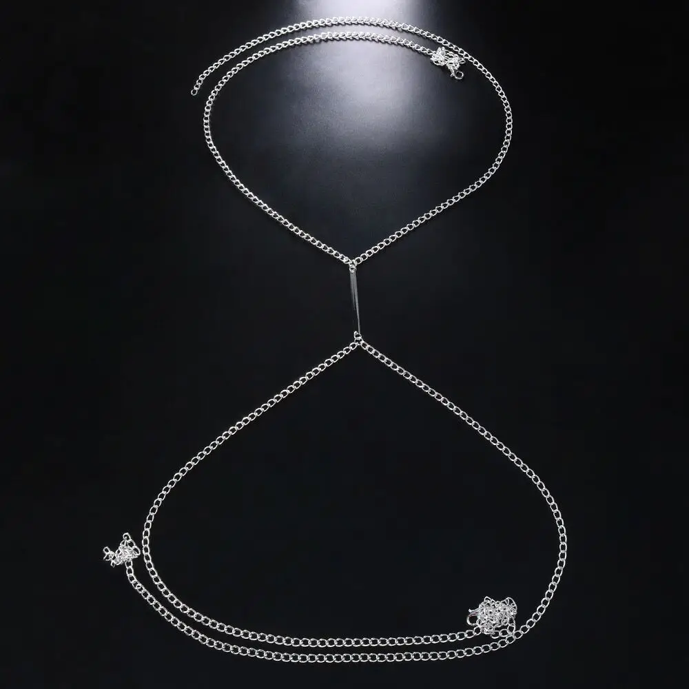 Sexy Metal Chest Chain Harness - Body Jewelry Top บทวิจารณ์และราคา