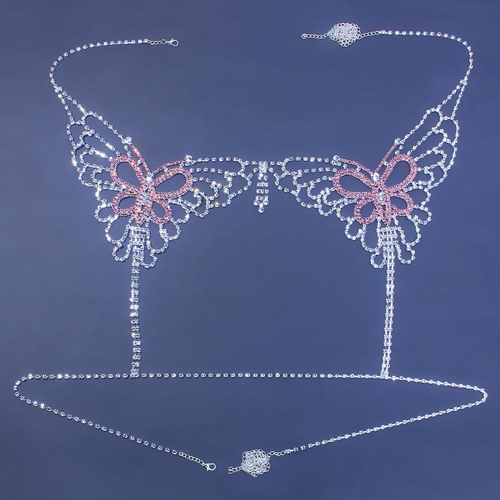 Sexy Butterfly Rhinestone Chai - Body Jewelry Harness บทวิจารณ์และราคา