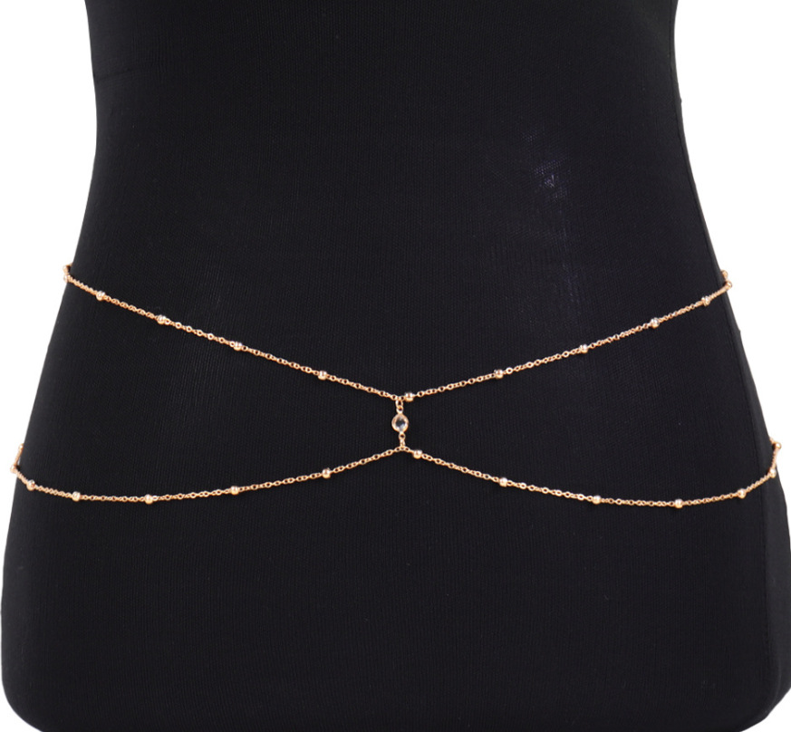 Clear Rhinestone Beaded Belly  - Body Jewelry Gold บทวิจารณ์และราคา