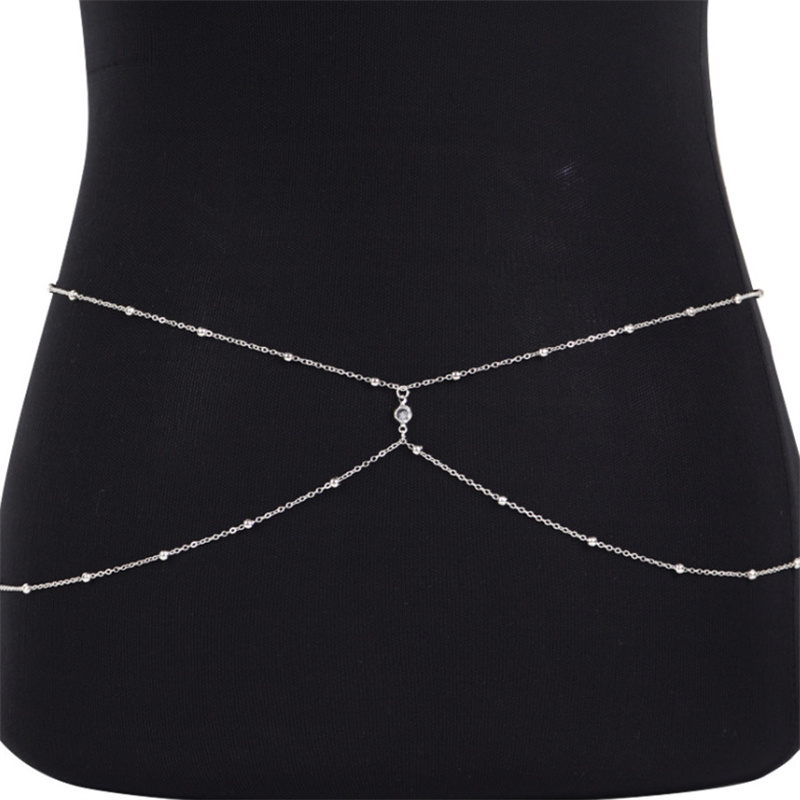 Clear Rhinestone Beaded Belly  - Body Jewelry Gold บทวิจารณ์และราคา