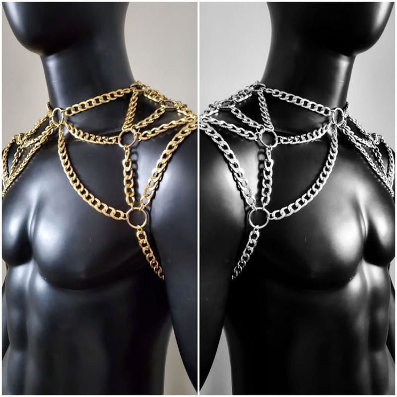 Punk Men Shoulder Body Chain B - Body Jewelry Gold บทวิจารณ์และราคา