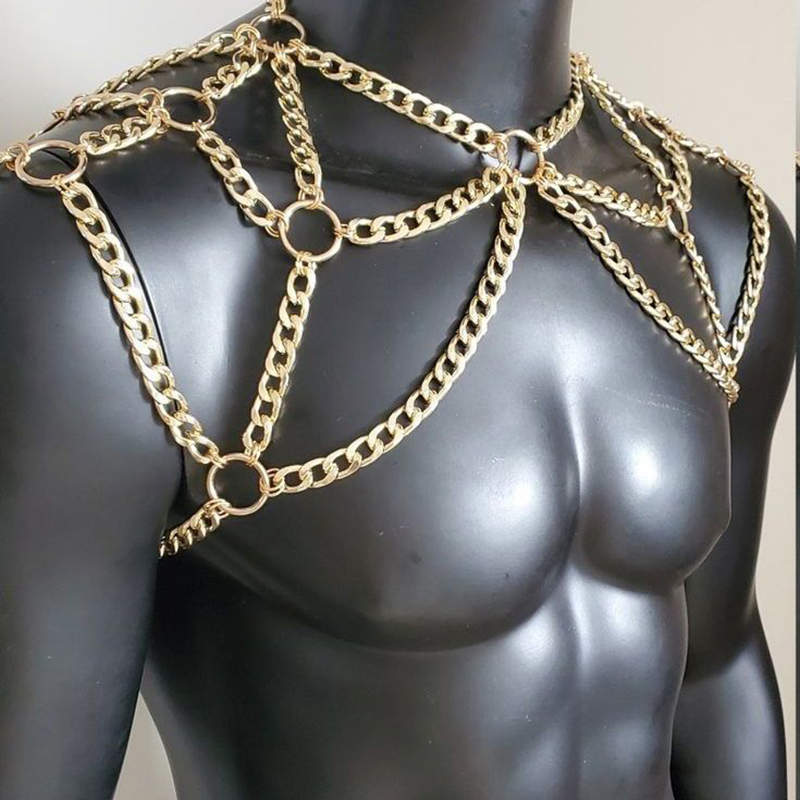 Punk Men Shoulder Body Chain B - Body Jewelry Gold บทวิจารณ์และราคา