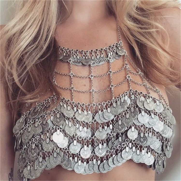 Beach Gypsy Coin Tassel Sexy B - Body Jewelry Harness บทวิจารณ์และราคา