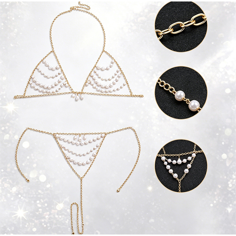 Sexy Pearl Body Chain Women's  - Body Jewelry Top บทวิจารณ์และราคา