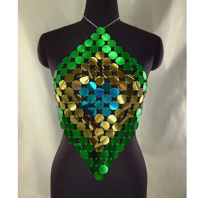 Women Brazil Flag Green Sequin - Body Jewelry Top บทวิจารณ์และราคา