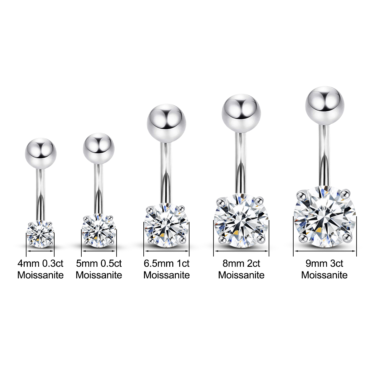 Szjinao 0.3ct To 3ct Moissanit - Body Jewelry On Sale บทวิจารณ์และราคา