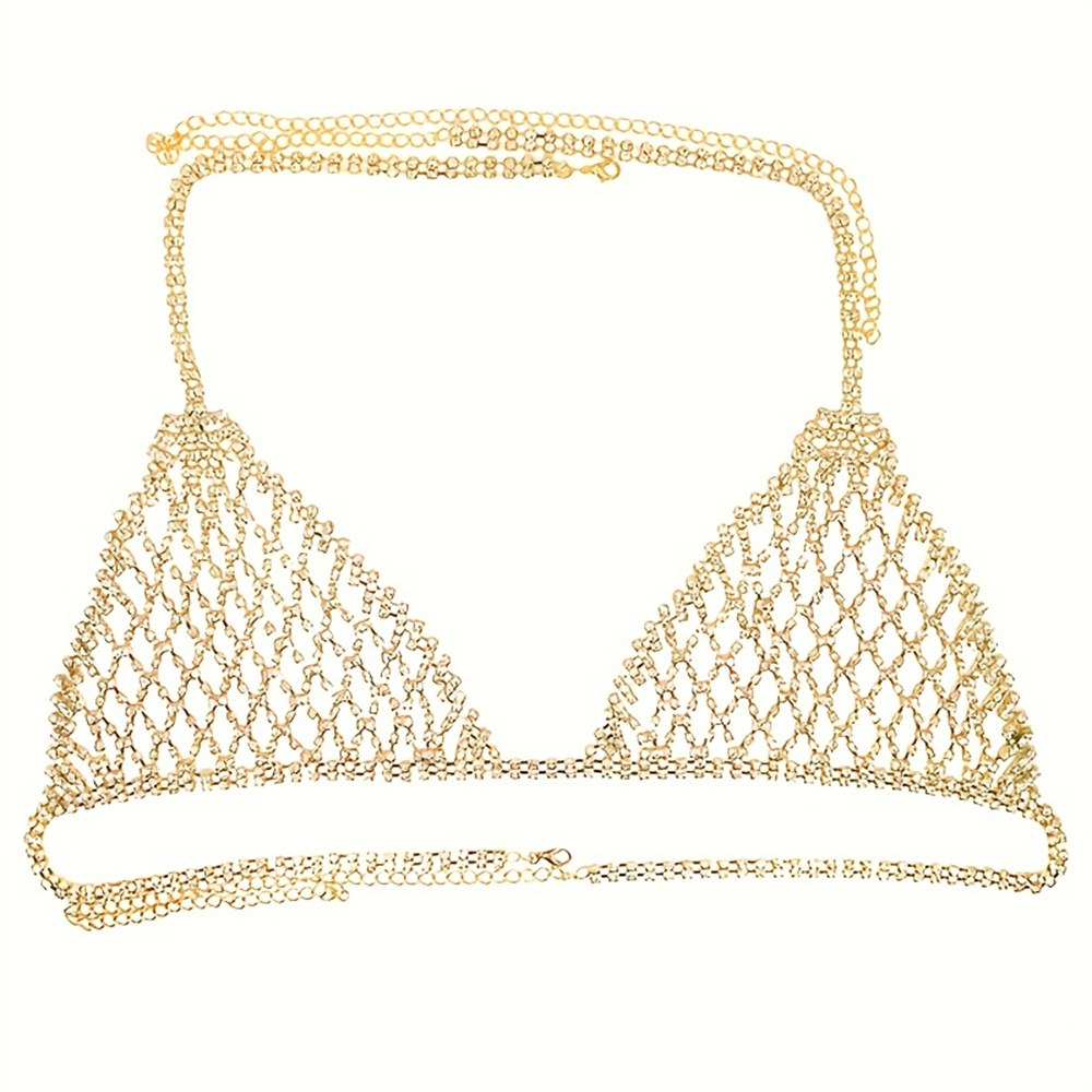 Mesh Rhinestone Bra Chain Top  - Body Jewelry Top บทวิจารณ์และราคา