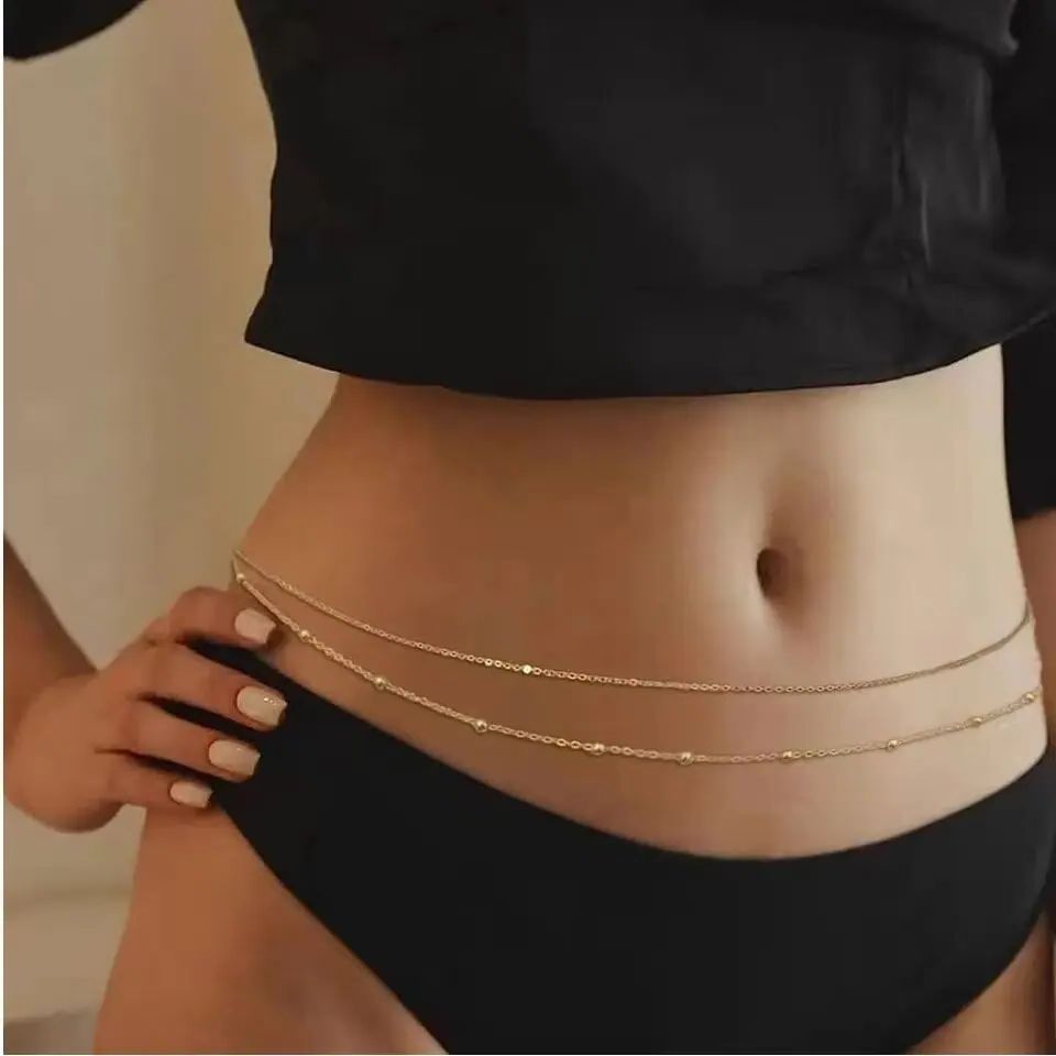 HipHop Double Layers Belly Cha - Body Jewelry Gold บทวิจารณ์และราคา