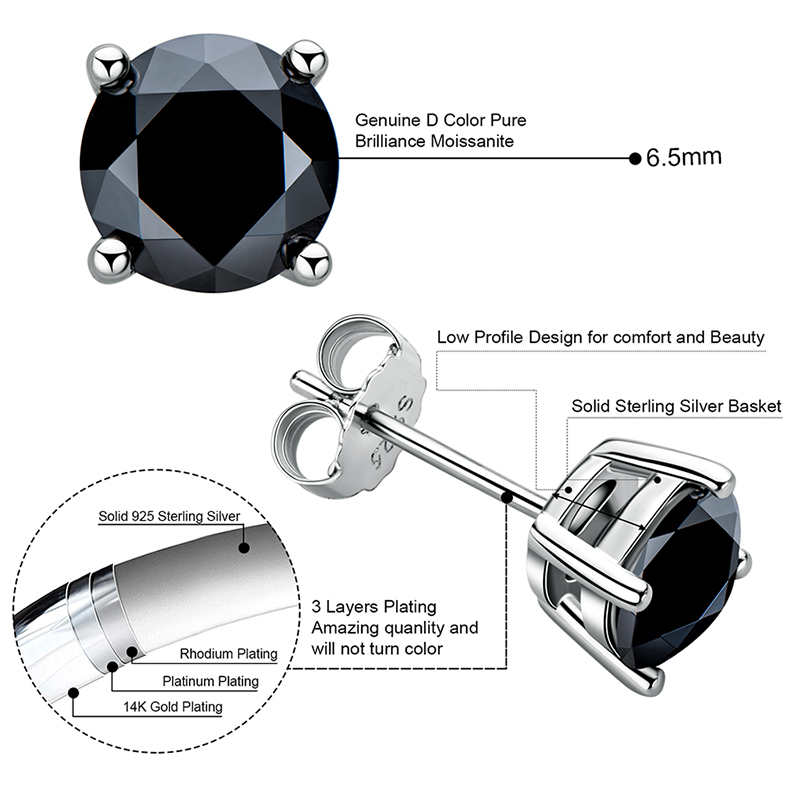IOGOU 8mm 2CT Solitaire Black  - Body Jewelry Diamond บทวิจารณ์และราคา